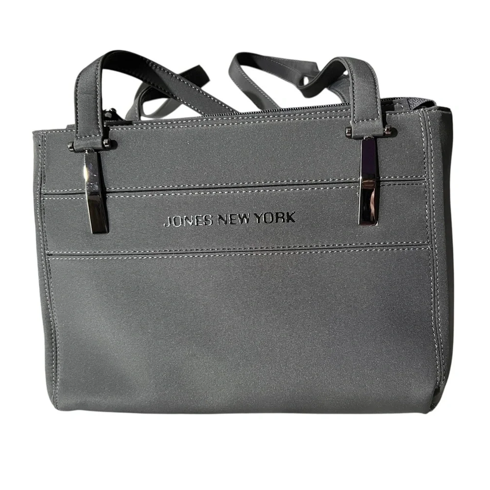 Charcoal Gray Canvas Jones New York Shoulder/Crossbody Bag, NWOT